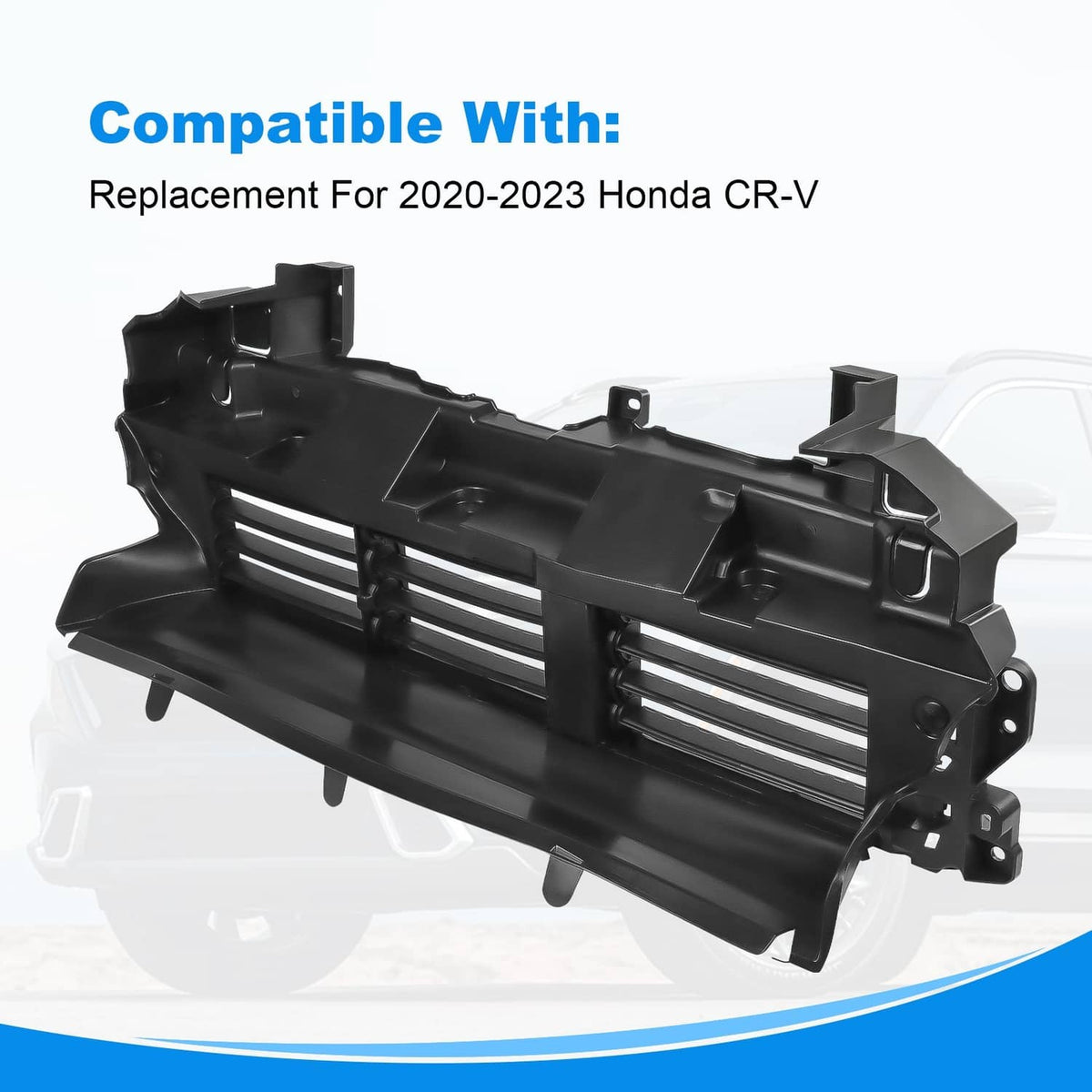 Black active grille shutter louver assembly with motor, brackets, and slatted center