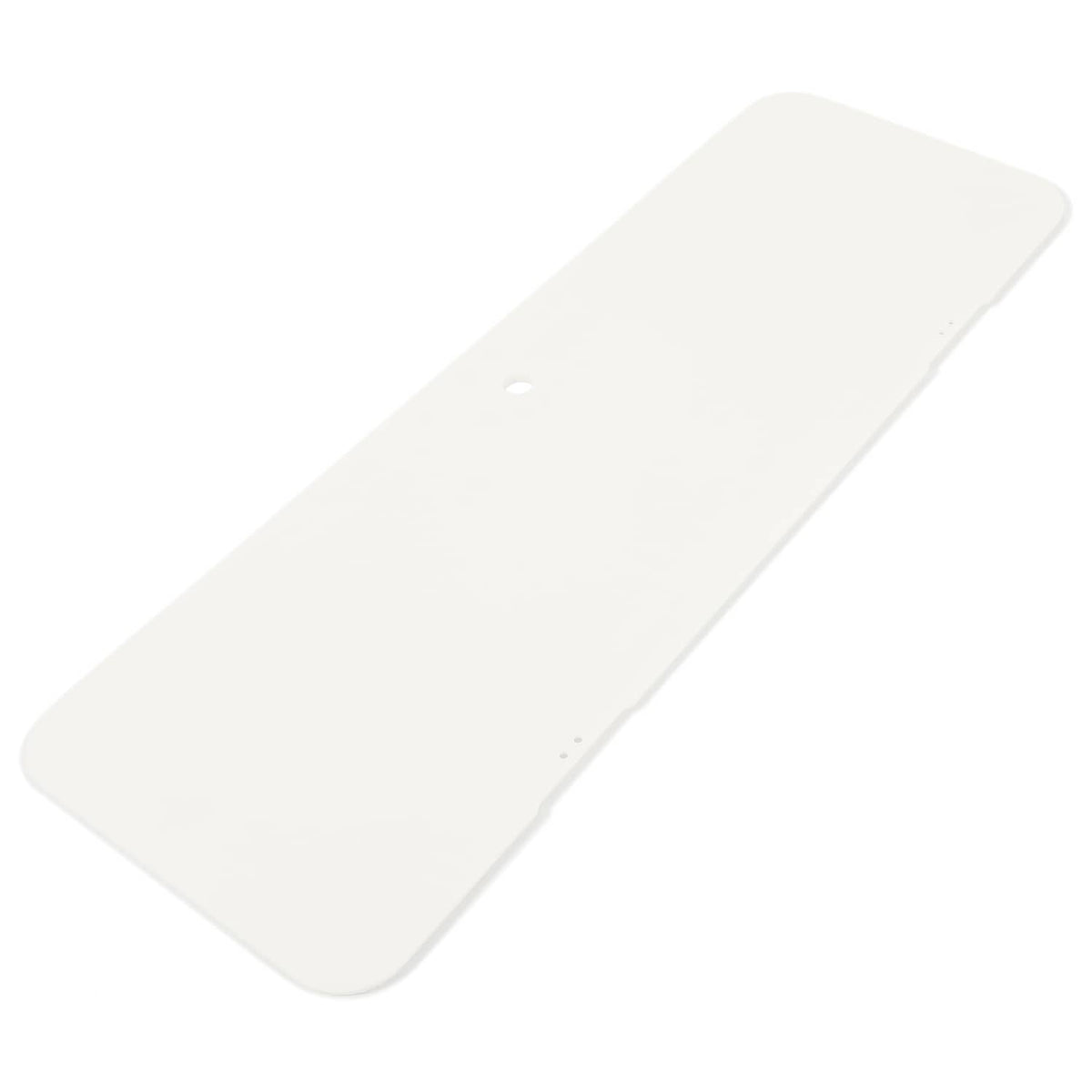 Boat locker door cover lid, white rectangular cover with rounded edges and small mounting hole