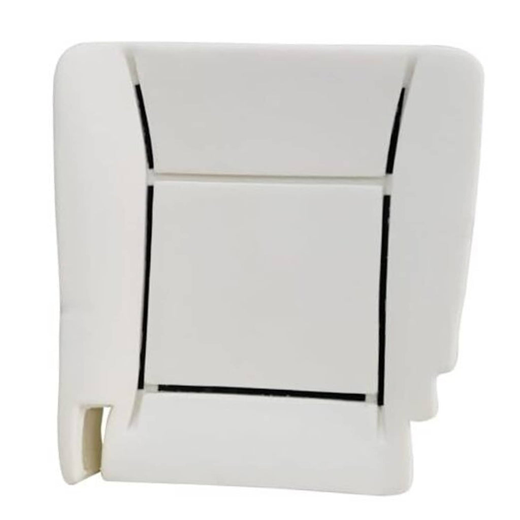 Front driver-side seat bottom foam cushion, white with black support channels