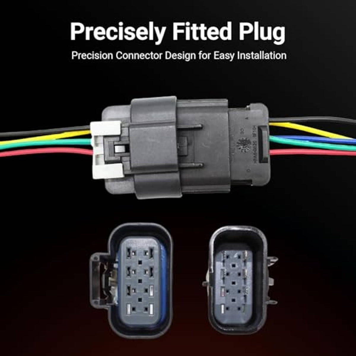 5-pin headlight connector plug harness pigtail with two matching black plug housings