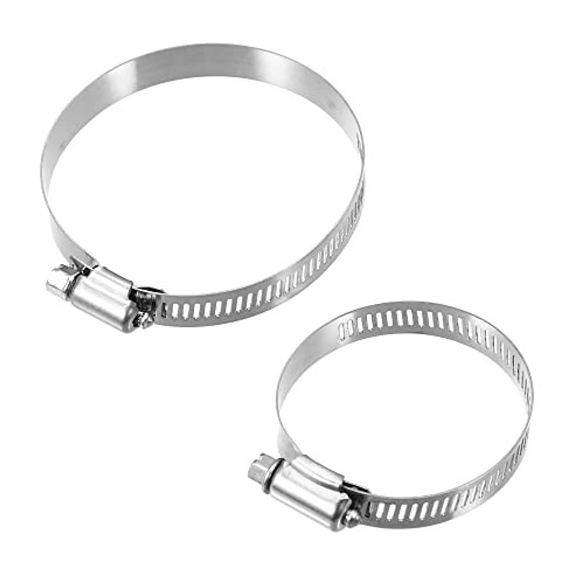 Stainless steel hose clamp set with perforated bands for secure tubing