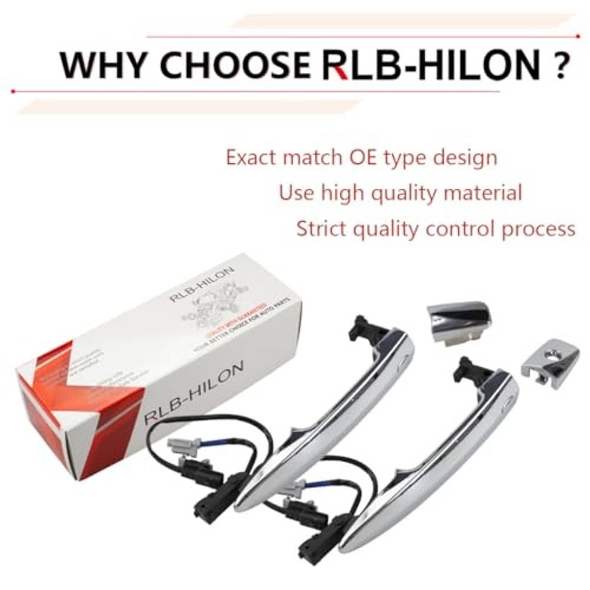 Chrome exterior door handle set with retail box and accessory parts