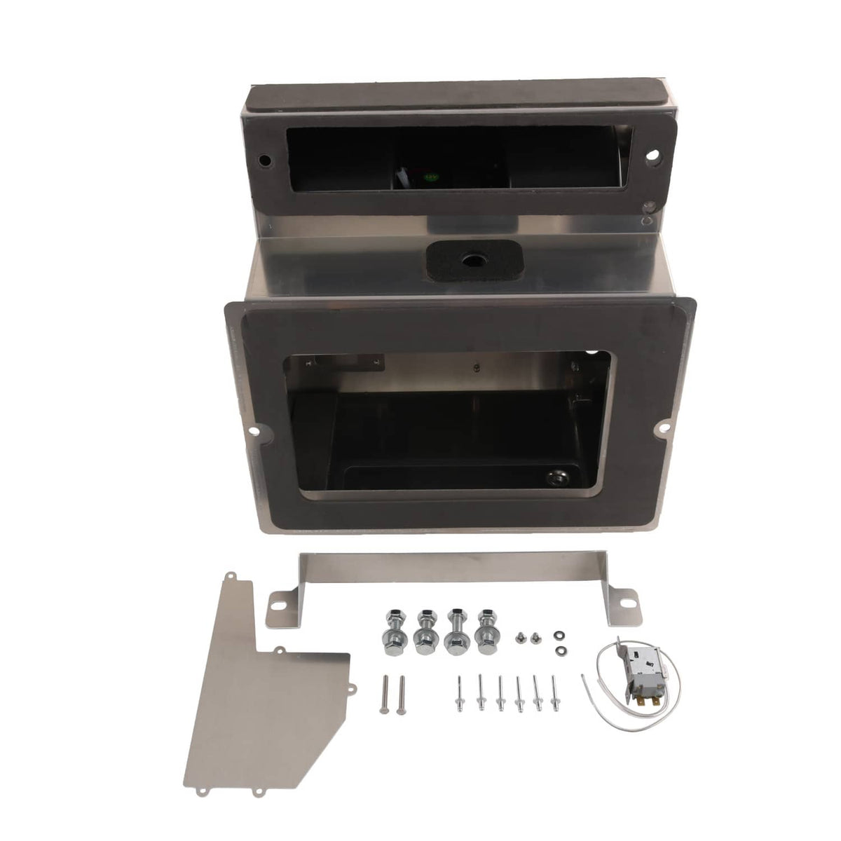 Aluminum heater AC box kit housing with wiring harness and mounting hardware