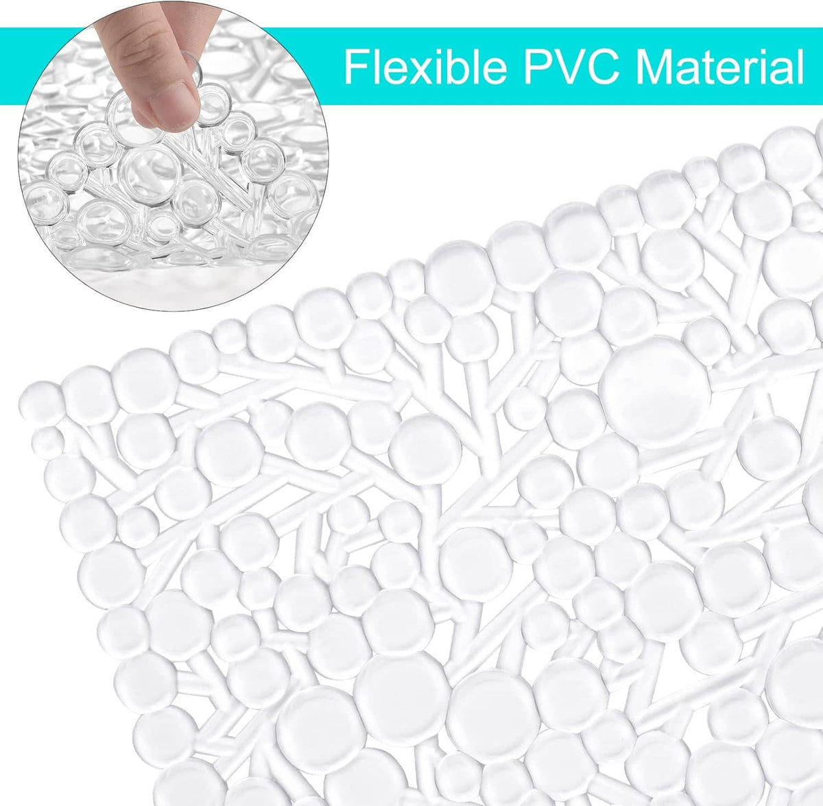 Flexible white PVC sink mat with raised circular nubs and textured bubble surface