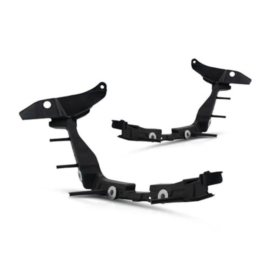 Black bumper cover support brackets with side tabs and mounting studs