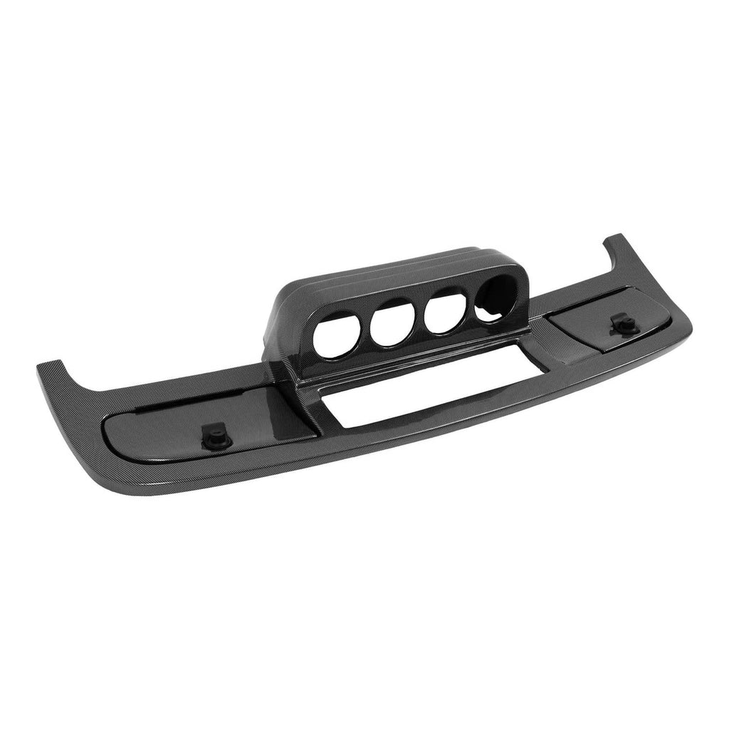 Dashboard dash cover with central three-hole grille area and two mounting screw holes