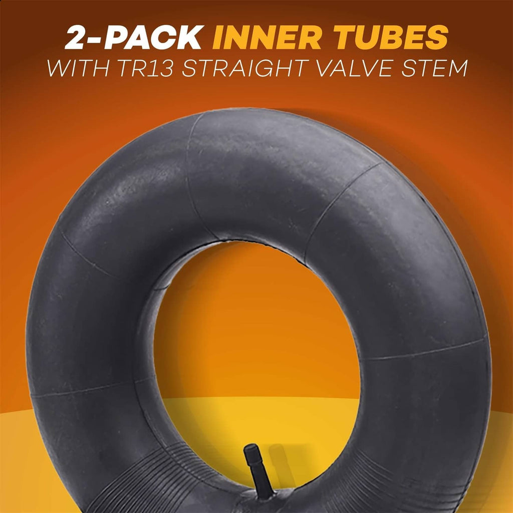 Black inner tube with straight valve stem, smooth rubber ring
