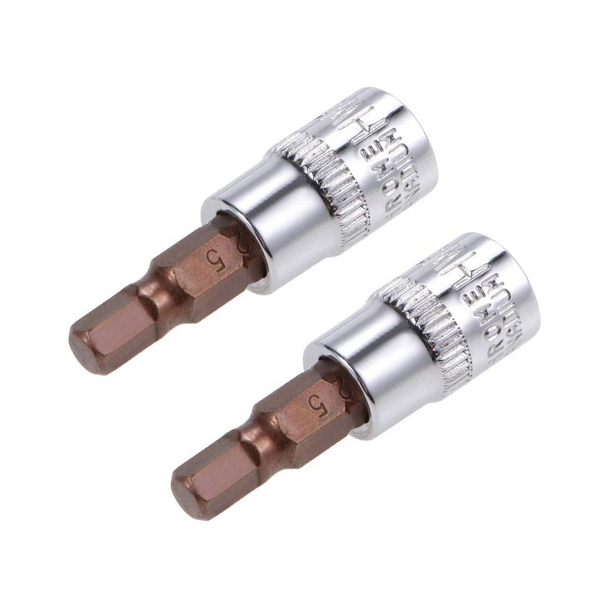 2-pack 1/4-inch drive 5mm hex bit sockets with H5 steel bits