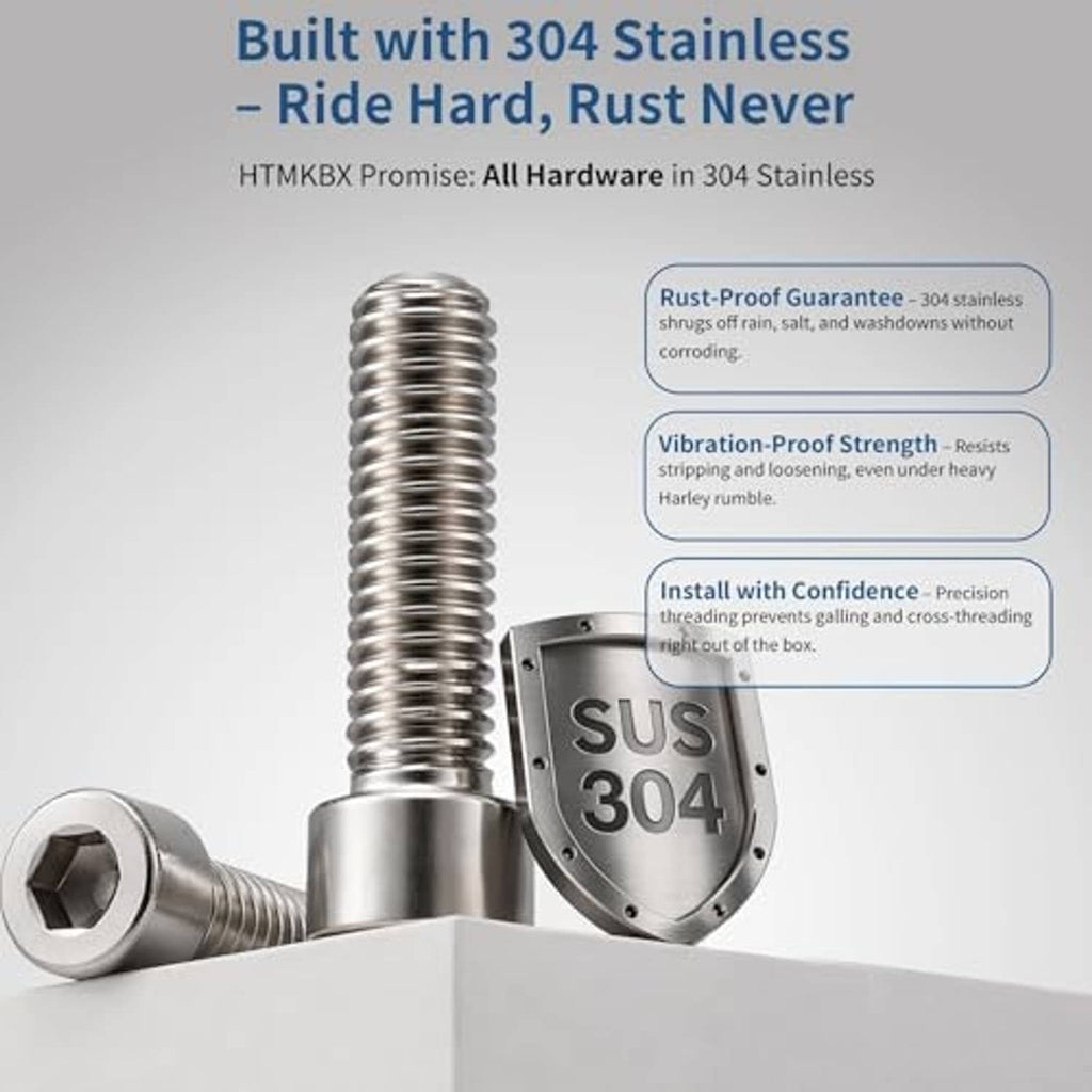 Stainless steel mounting hardware with threaded bolt and SUS 304 shield