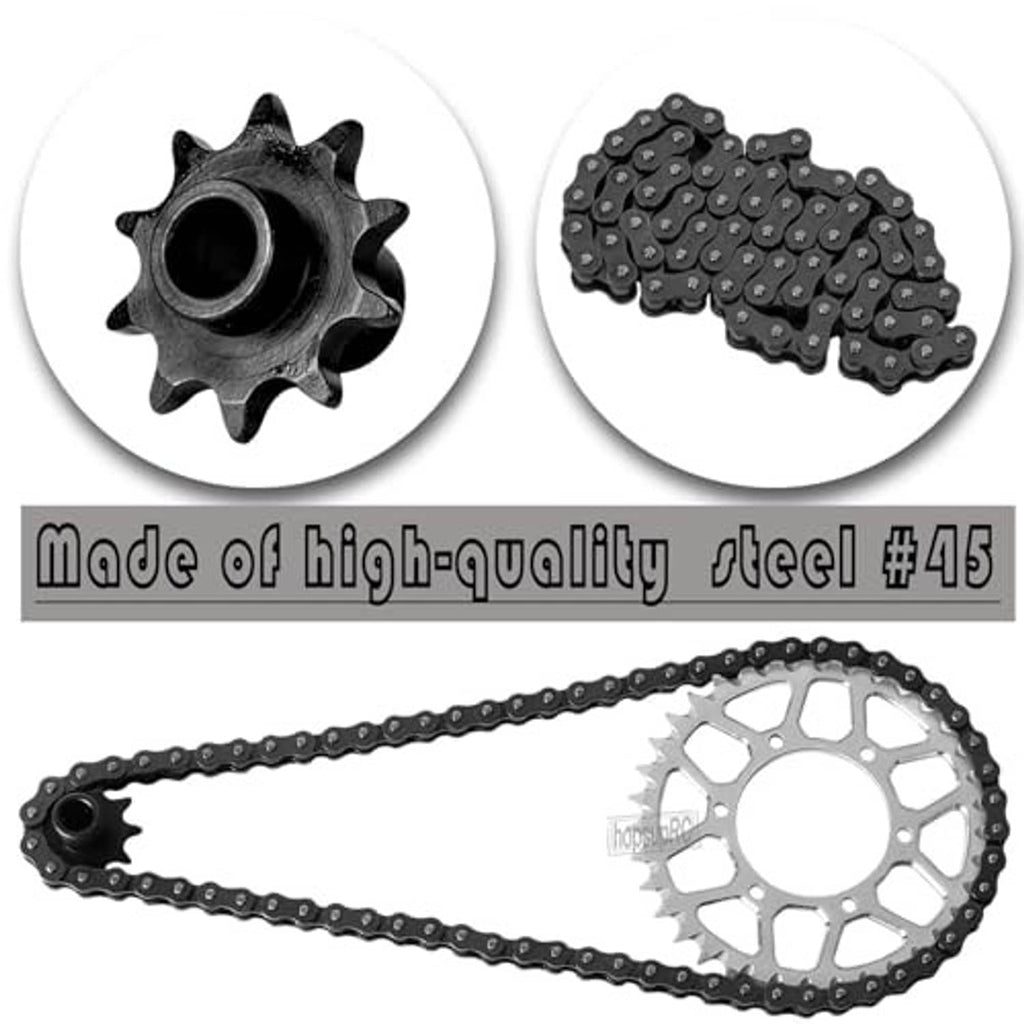 Sprocket and black roller chain set with silver 36T gear plate