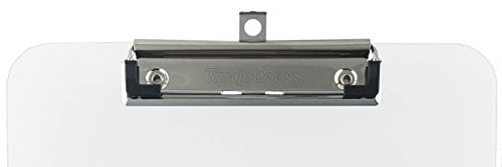 Transparent clipboard with low-profile metal clip, top view