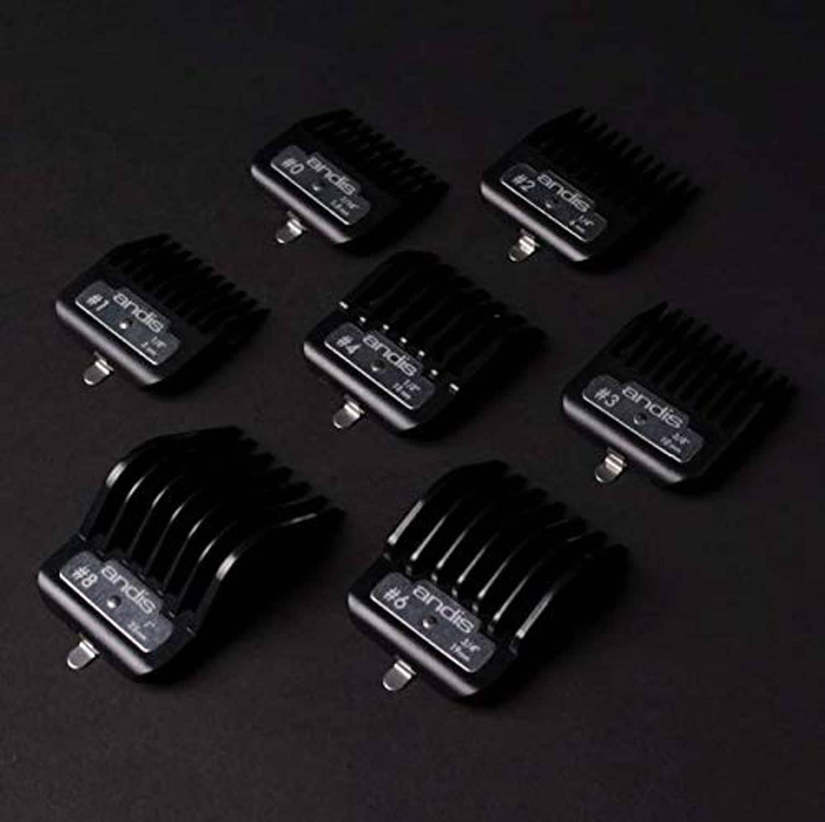 Hair clipper attachment comb guards with metal teeth, set of multiple sizes