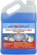 Wet & Forget stain remover jug, blue liquid in 1-gallon bottle