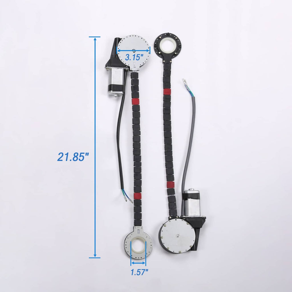 Electric window lift regulator assembly kit with two actuator arms and wiring harness
