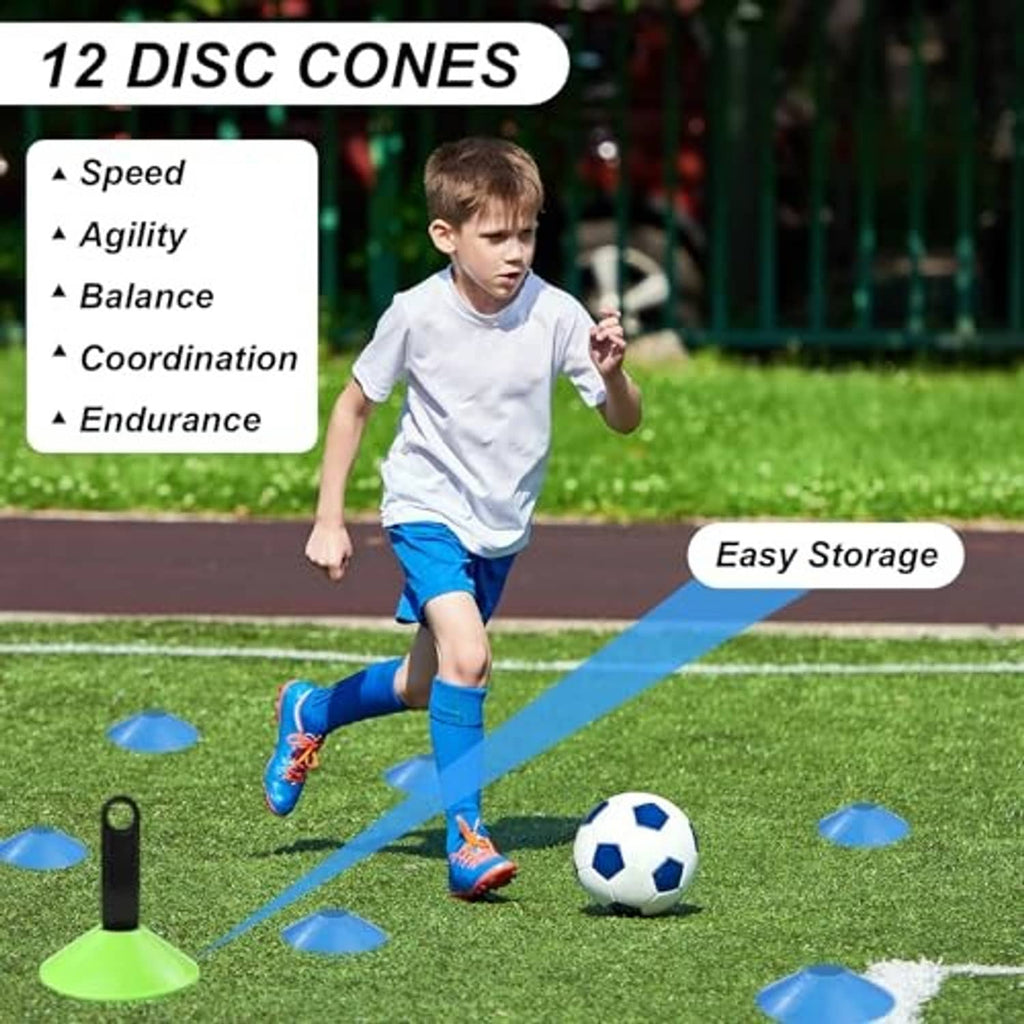 12 blue disc cones for agility training and speed drills