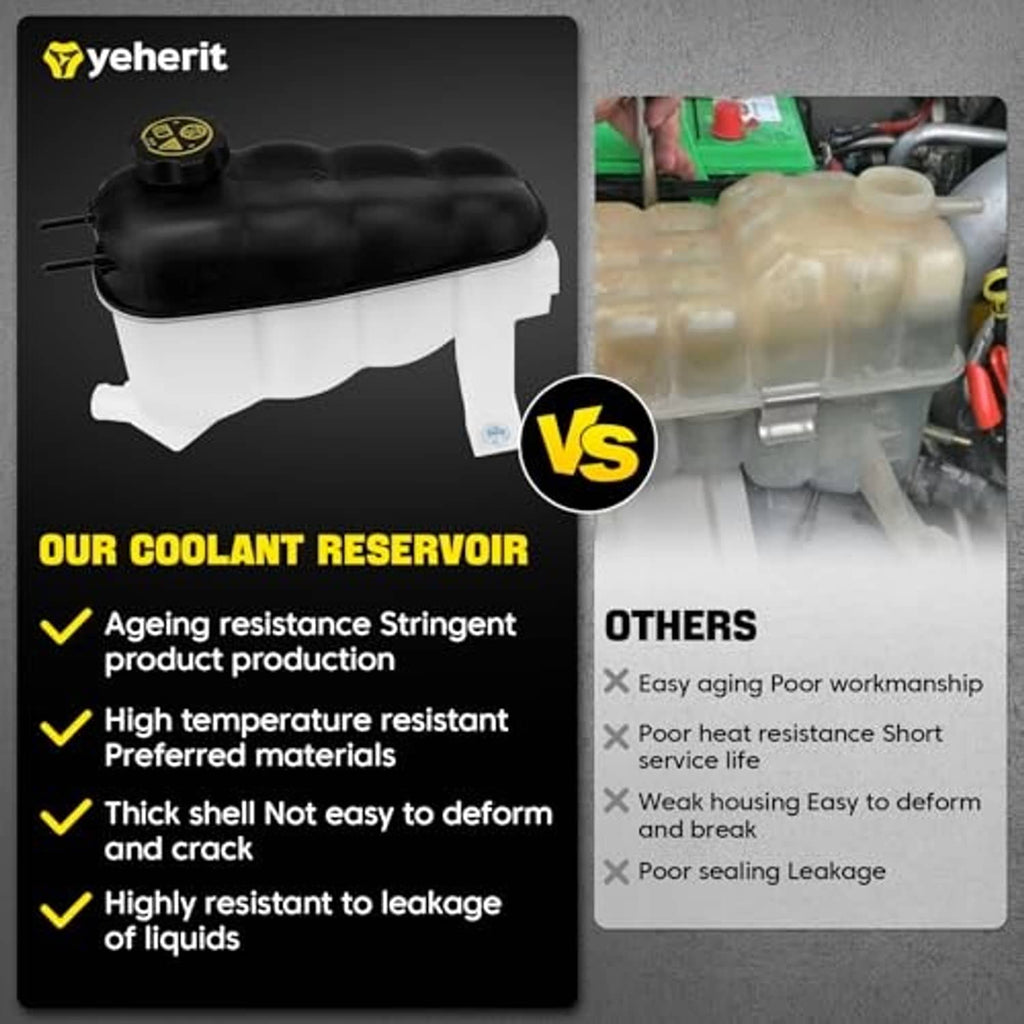 Coolant reservoir comparison graphic versus other reservoirs