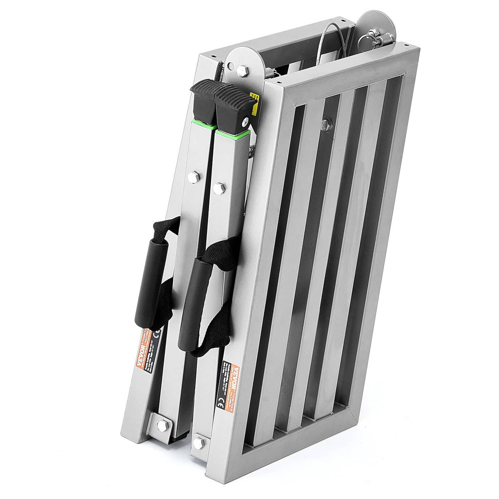 Close-up of portable scaffolding platform folding joint, wheels, and black strap straps