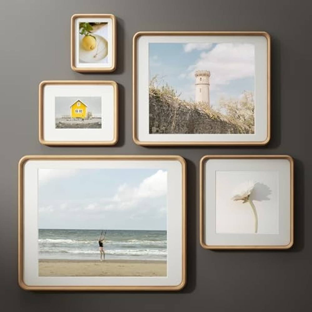 Beech wood picture frame set with rounded rectangular openings