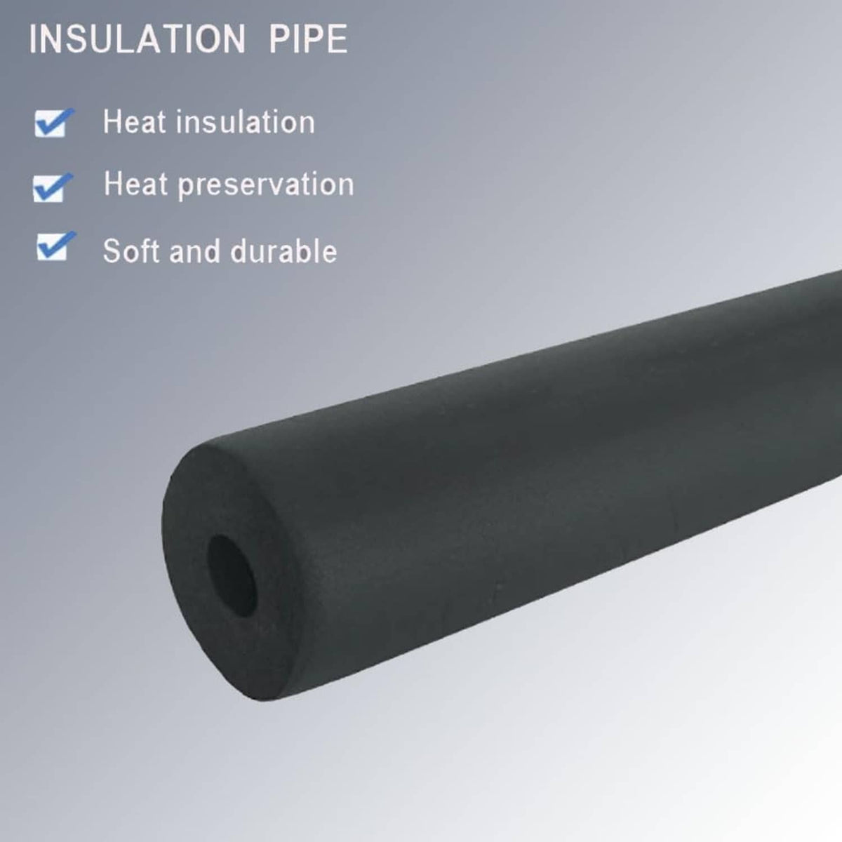 Black foam pipe insulation tube, hollow cylinder end view