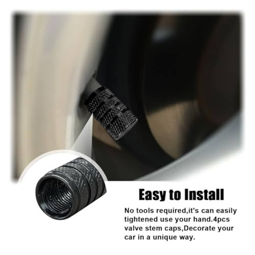 Black, textured tire valve stem cap shown near the valve opening