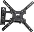 Black corner TV wall mount bracket with multi-arm swivel support plate