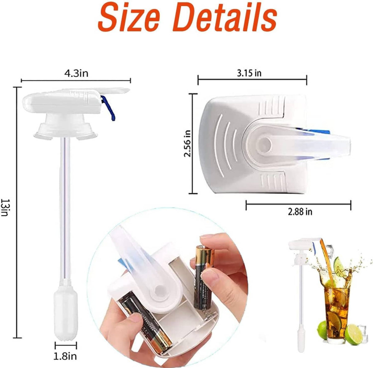 White electric drink dispenser with compact size and adjustable straw mount