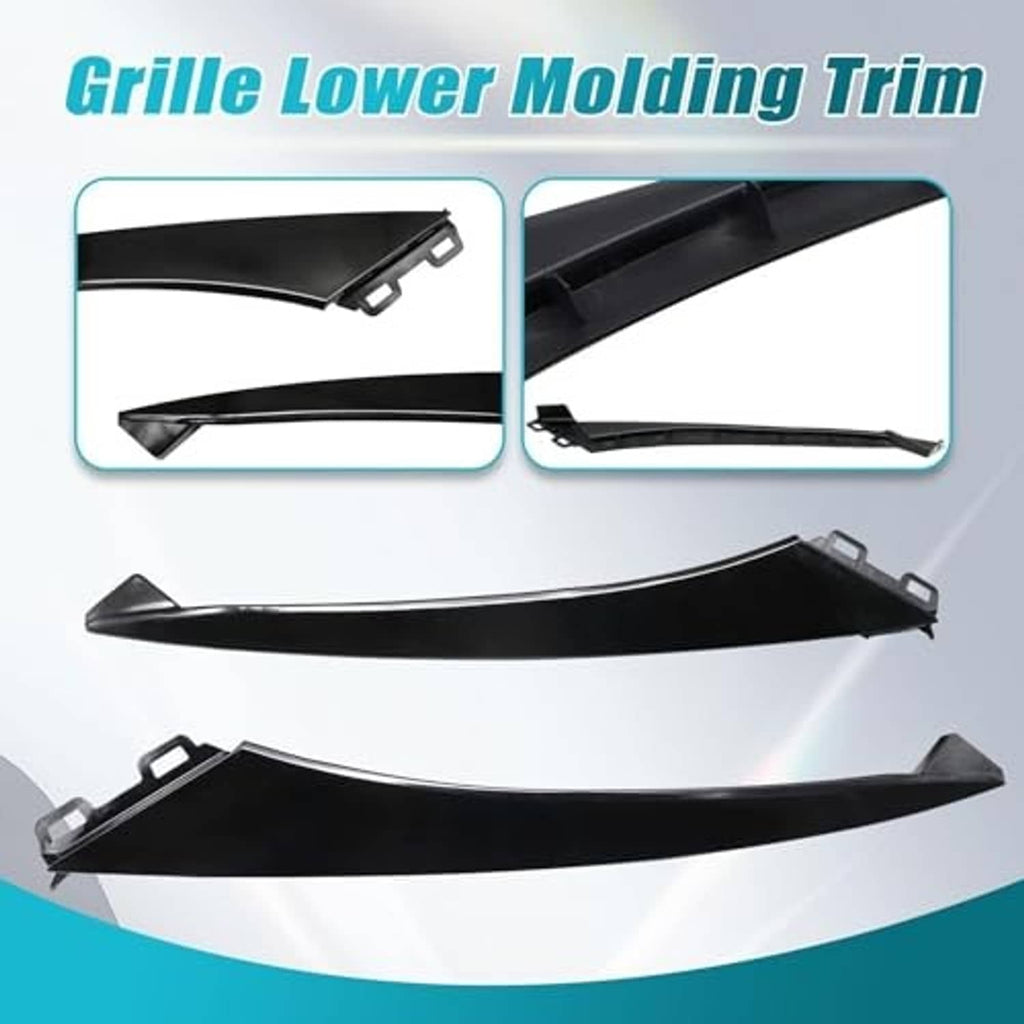 Black grille lower molding trim with connector holes and mounting brackets