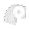 Clear plastic CD jewel case set, single-disc holders with hinged covers and tray clips.