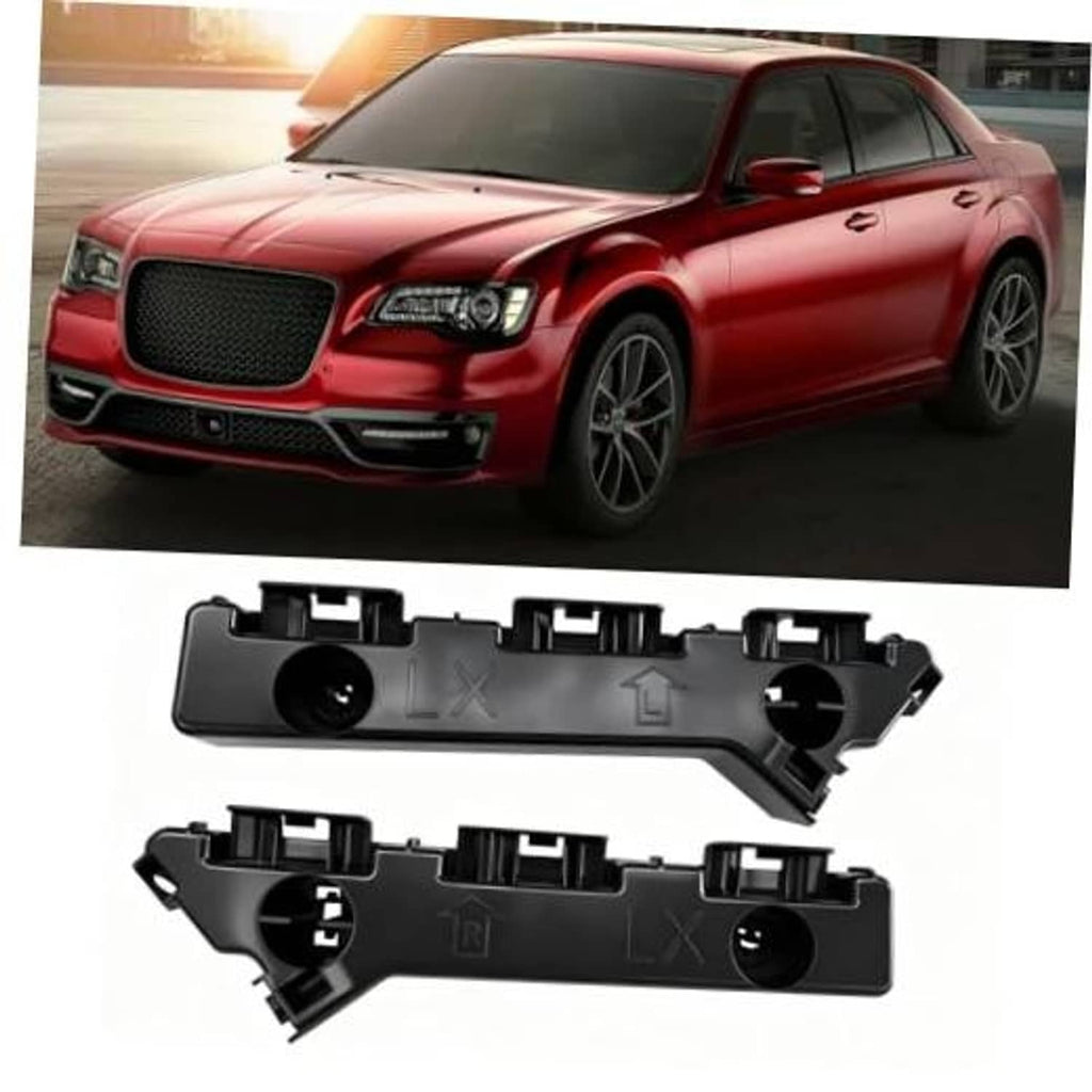 Front bumper bracket set, black plastic mounting brackets with circular holes