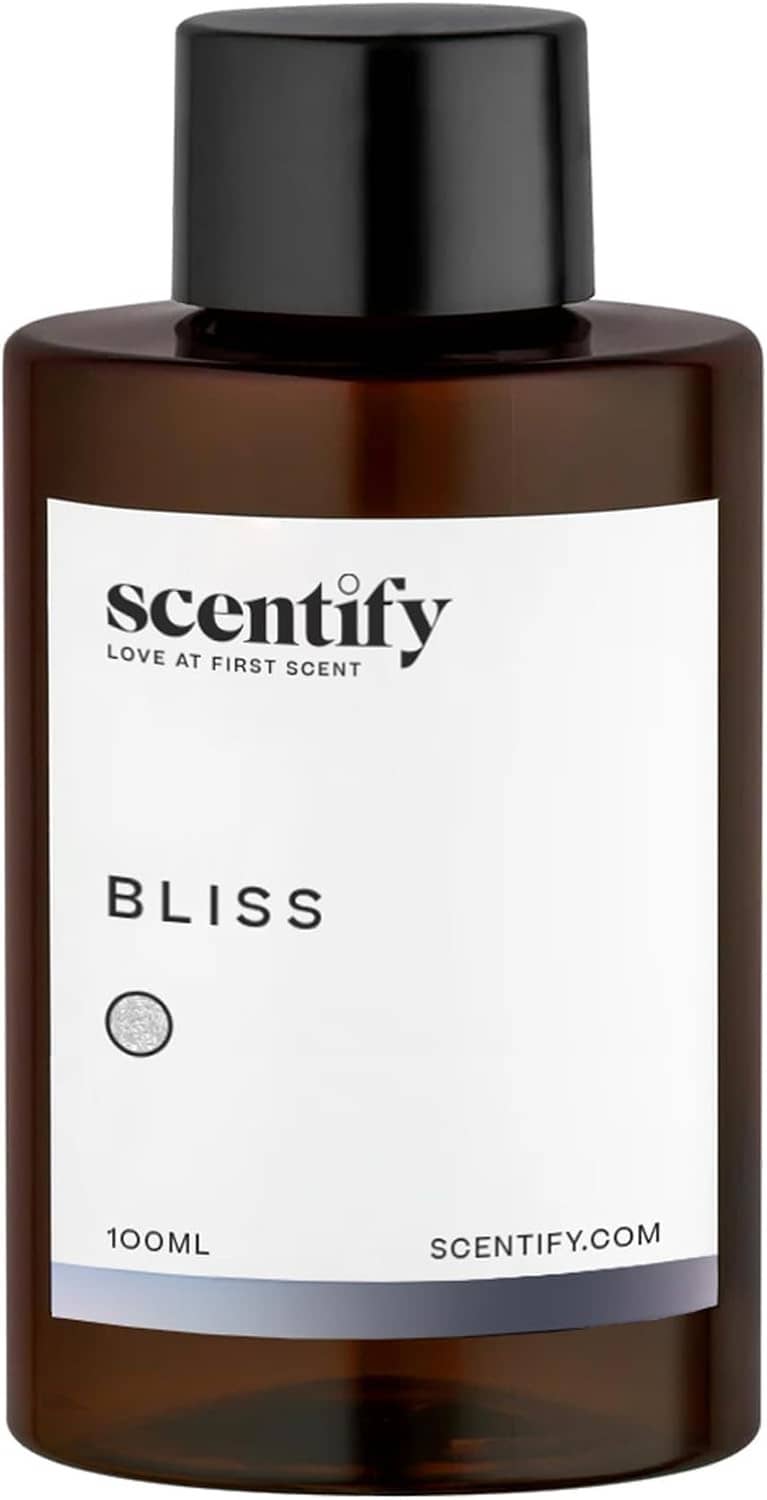 Bliss scentify oil refill bottle, amber glass with black cap, 100 ml
