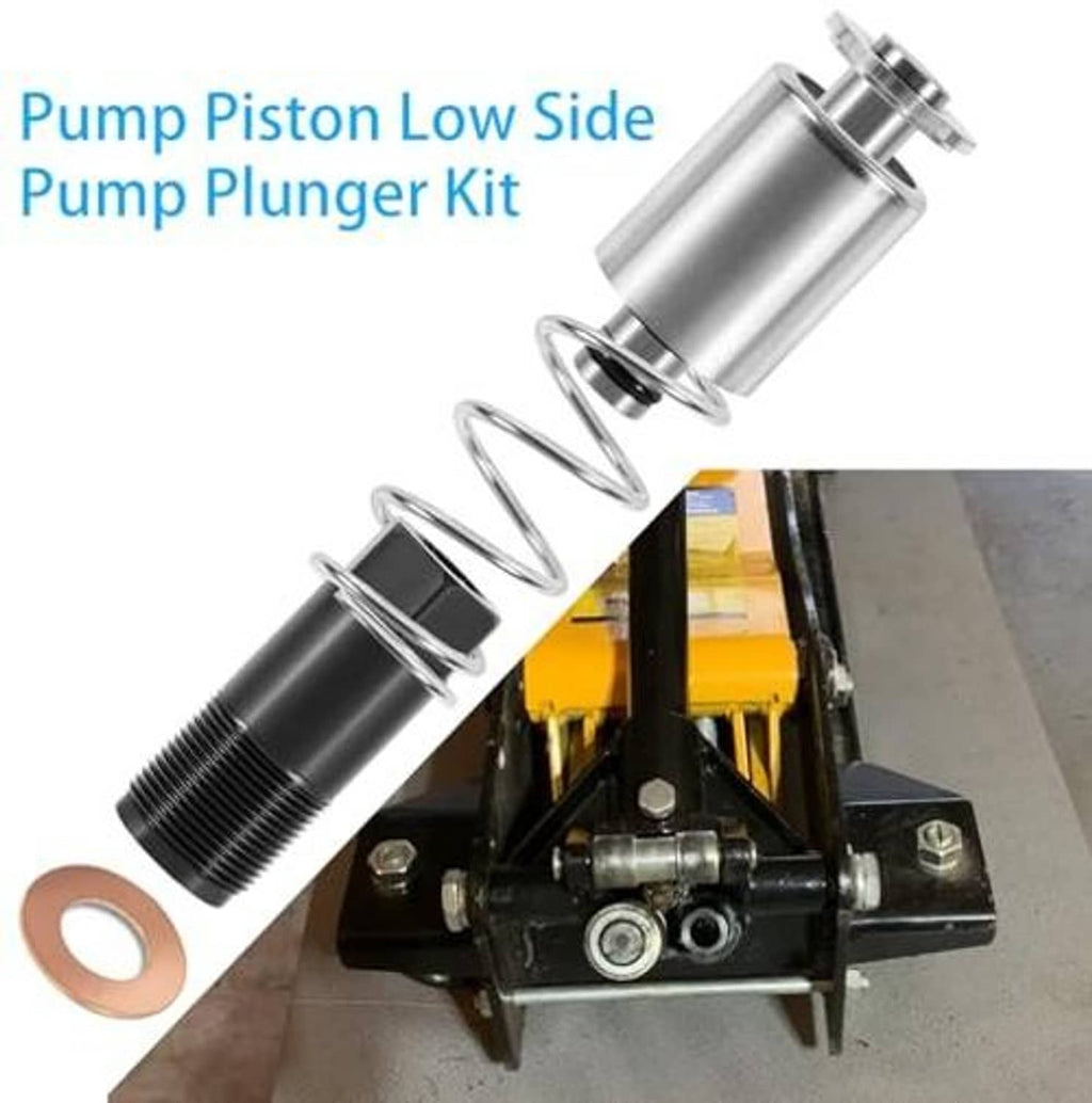Low side floor jack pump plunger kit: spring and silver piston with threaded housing
