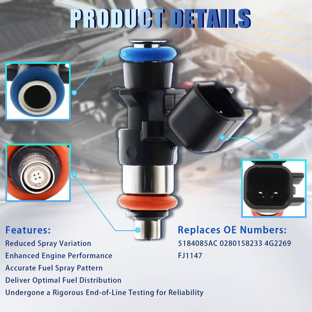Fuel injector product detail with blue insulator, orange seal base, and black electrical connector