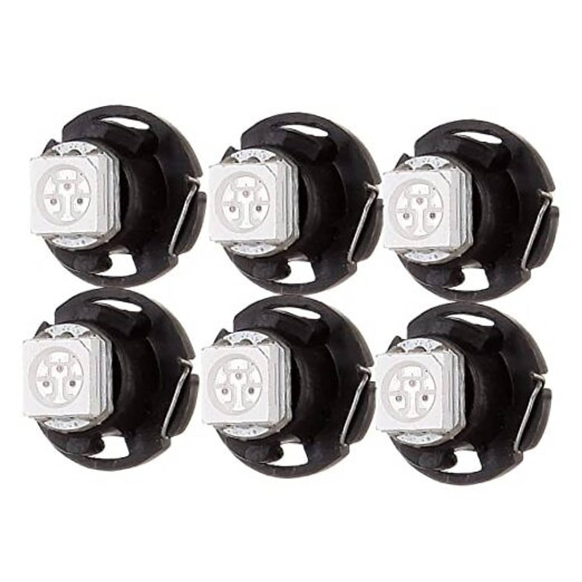 6-pack black neo-wedge LED bulbs with white 5050 LED chips, T4.7 replacement