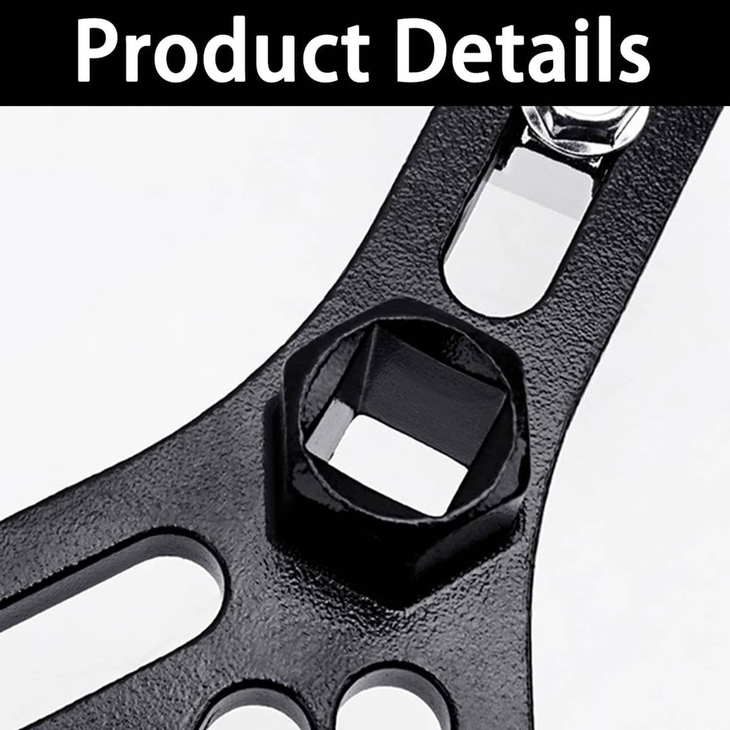 Black clamp tool detail with square opening and textured finish