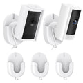 White indoor security camera mount bracket pair with cable stand and base