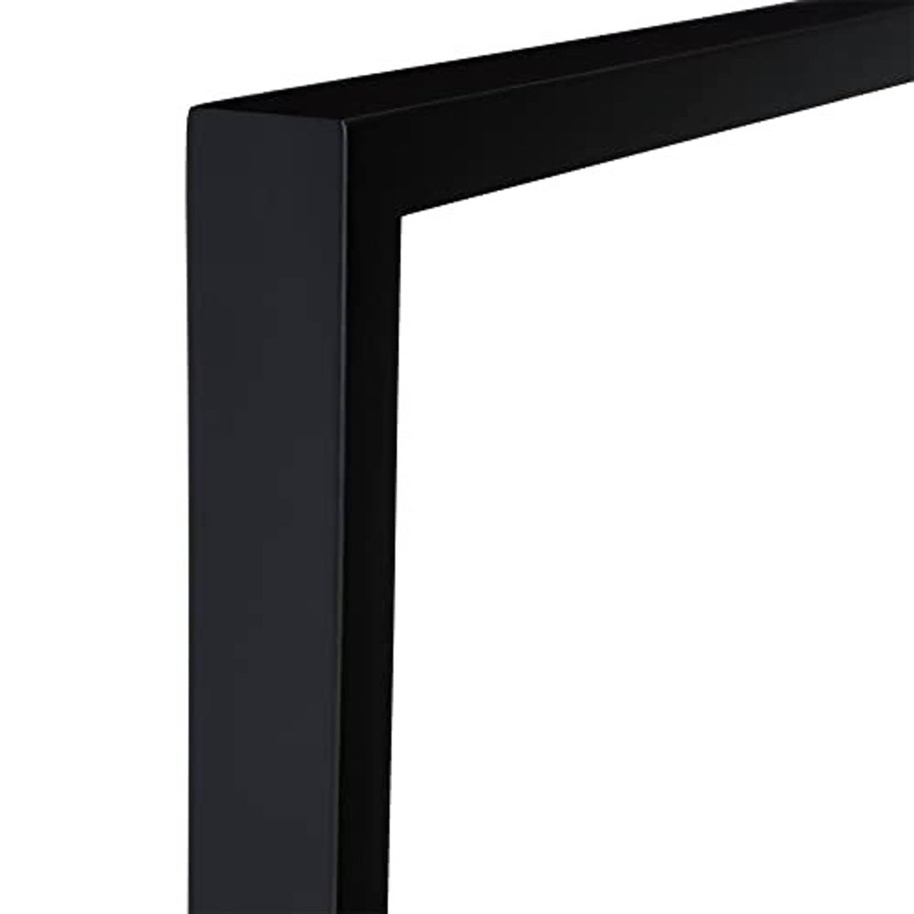 Close-up of black wood deep picture frame corner and outer edge