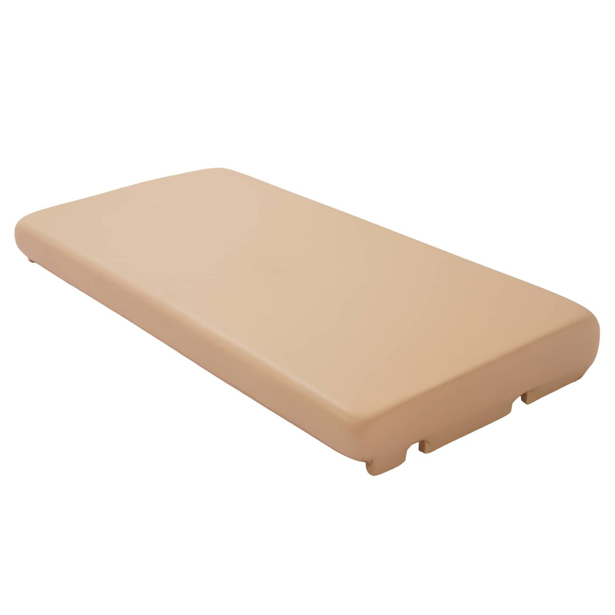 Tan seat bottom cushion with molded supports on underside edge