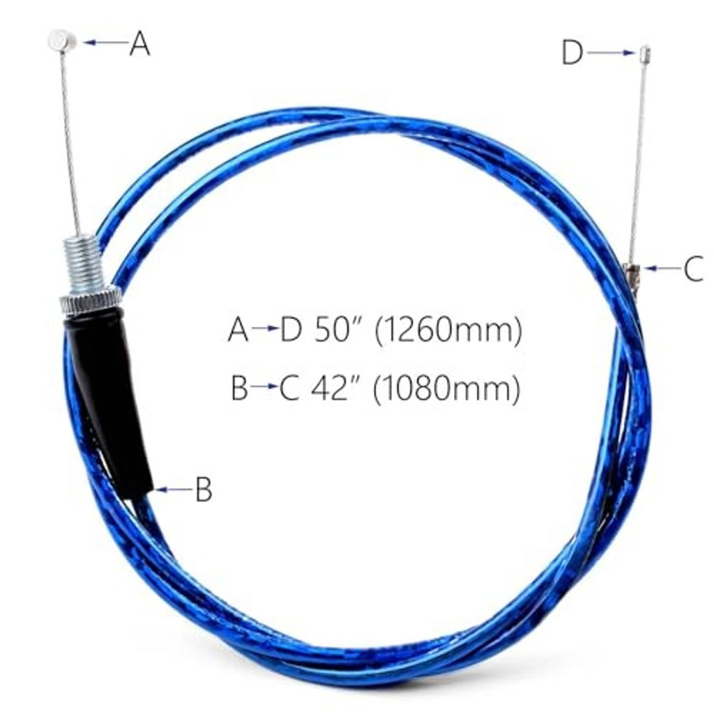 Blue control cable with black switch module, labeled length measurement diagram