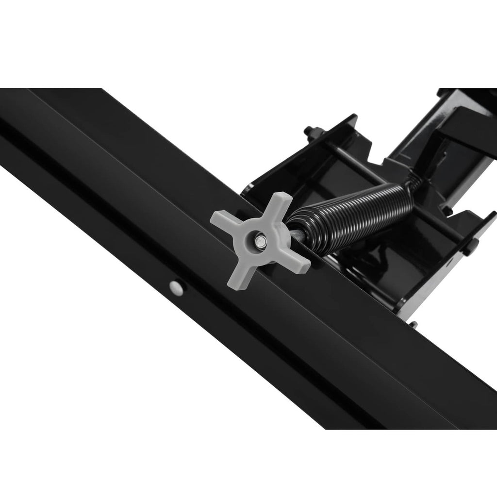 Snow blade plow attachment close-up of adjustment screw and reinforced blade edge