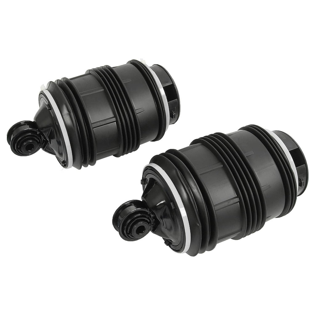 Pair of black rear air suspension springs with metal eyelet mounting at base.