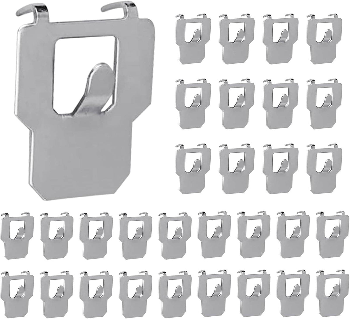 Metal claw drywall picture hanger, single clip and assorted set, silver tone