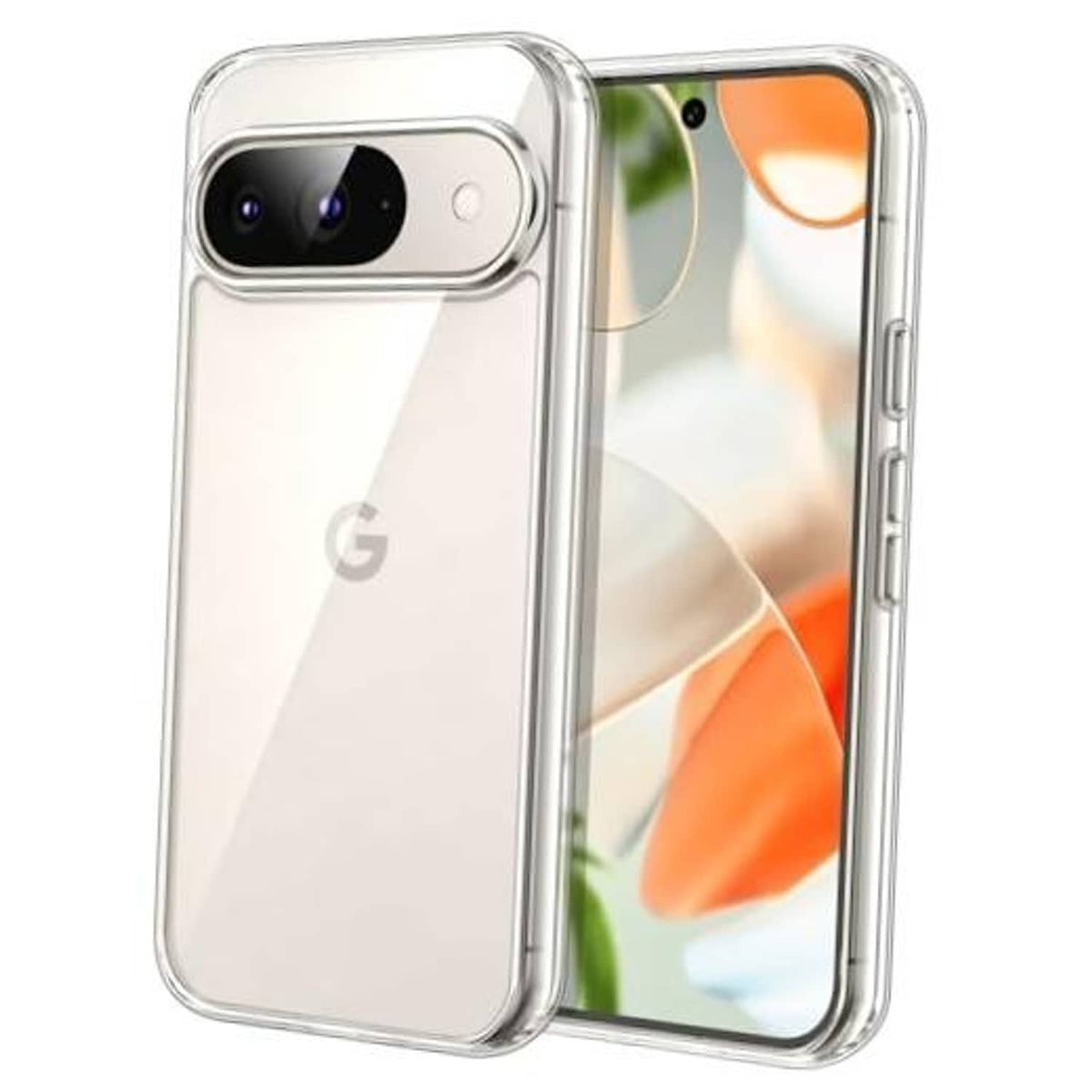 Clear shockproof phone case with transparent back and protective bumper for Pixel 9/9 Pro