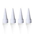 Snip-tip applicator caps, white plastic, conical nozzle ends
