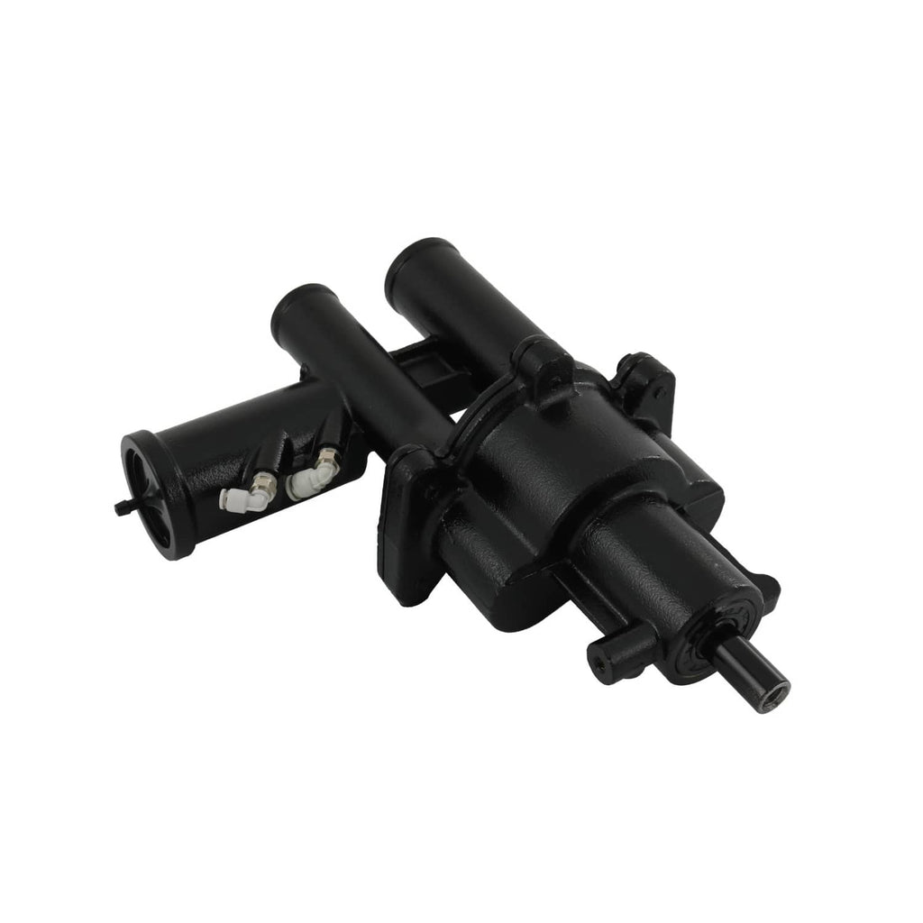 Black sea water pump assembly with front port and metal connection fittings