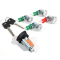 Ignition and door lock cylinder set with matching keys and four lock cylinders