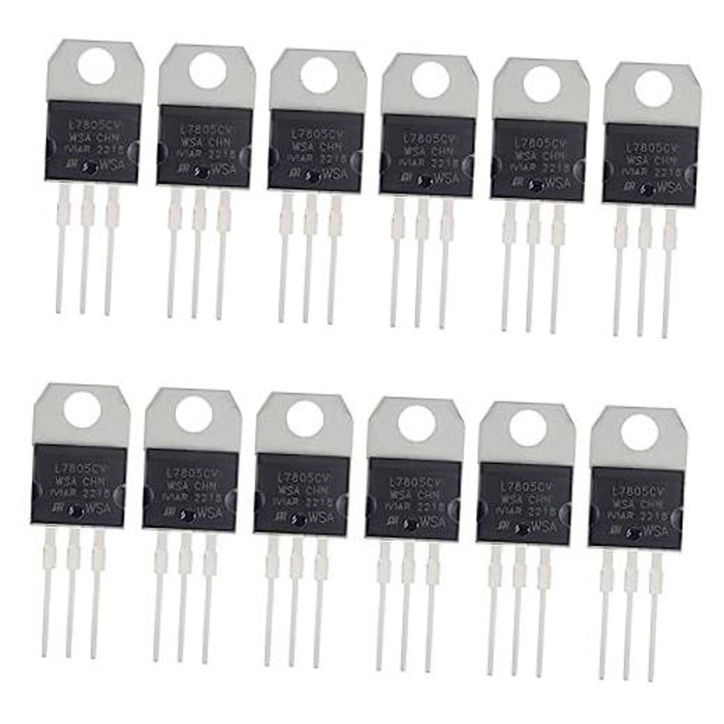 Pack of L7805CV 5V regulator ICs, metal-tab package, 3-pin leads visible