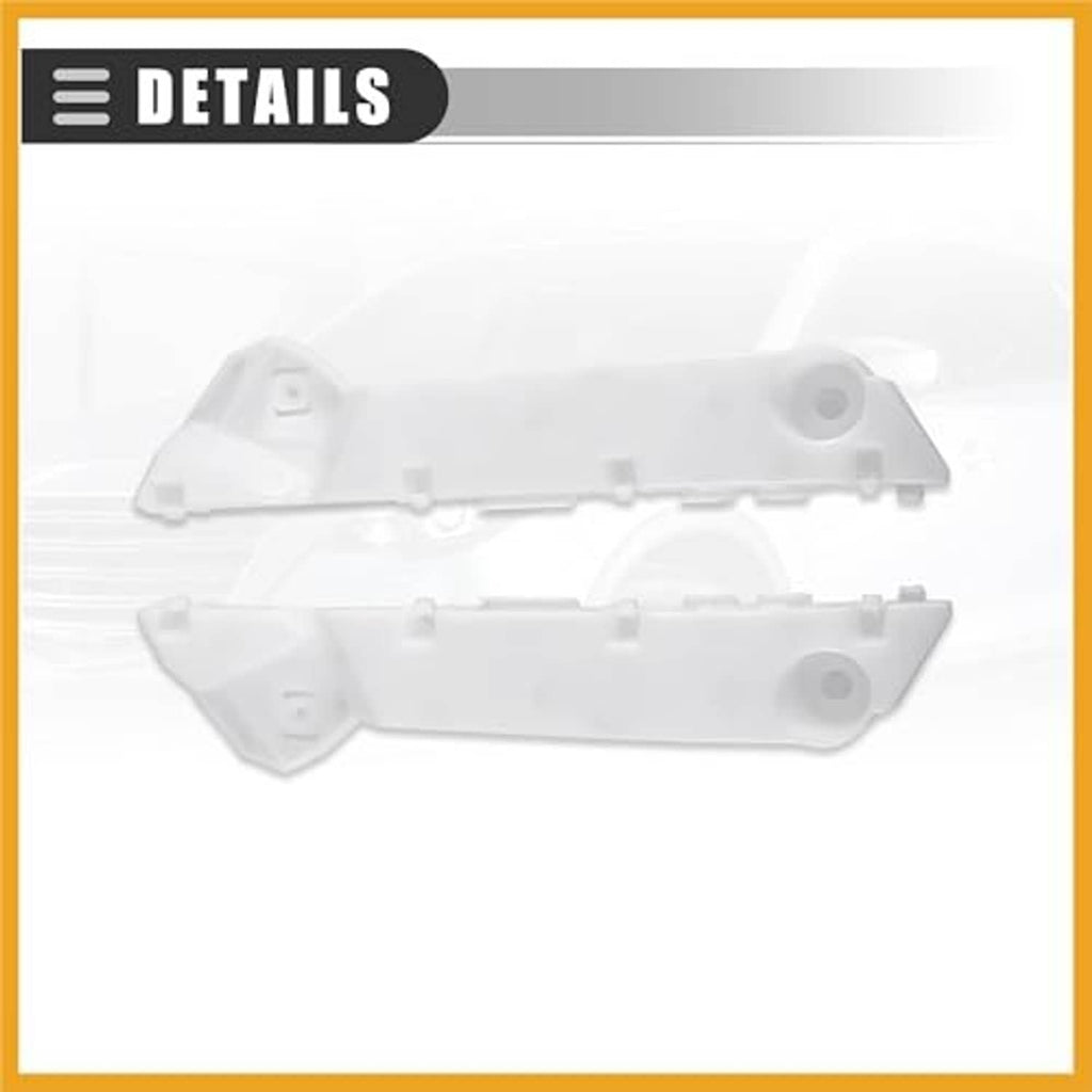 Front bumper bracket retainers, white plastic pair in side view with circular mounting hole