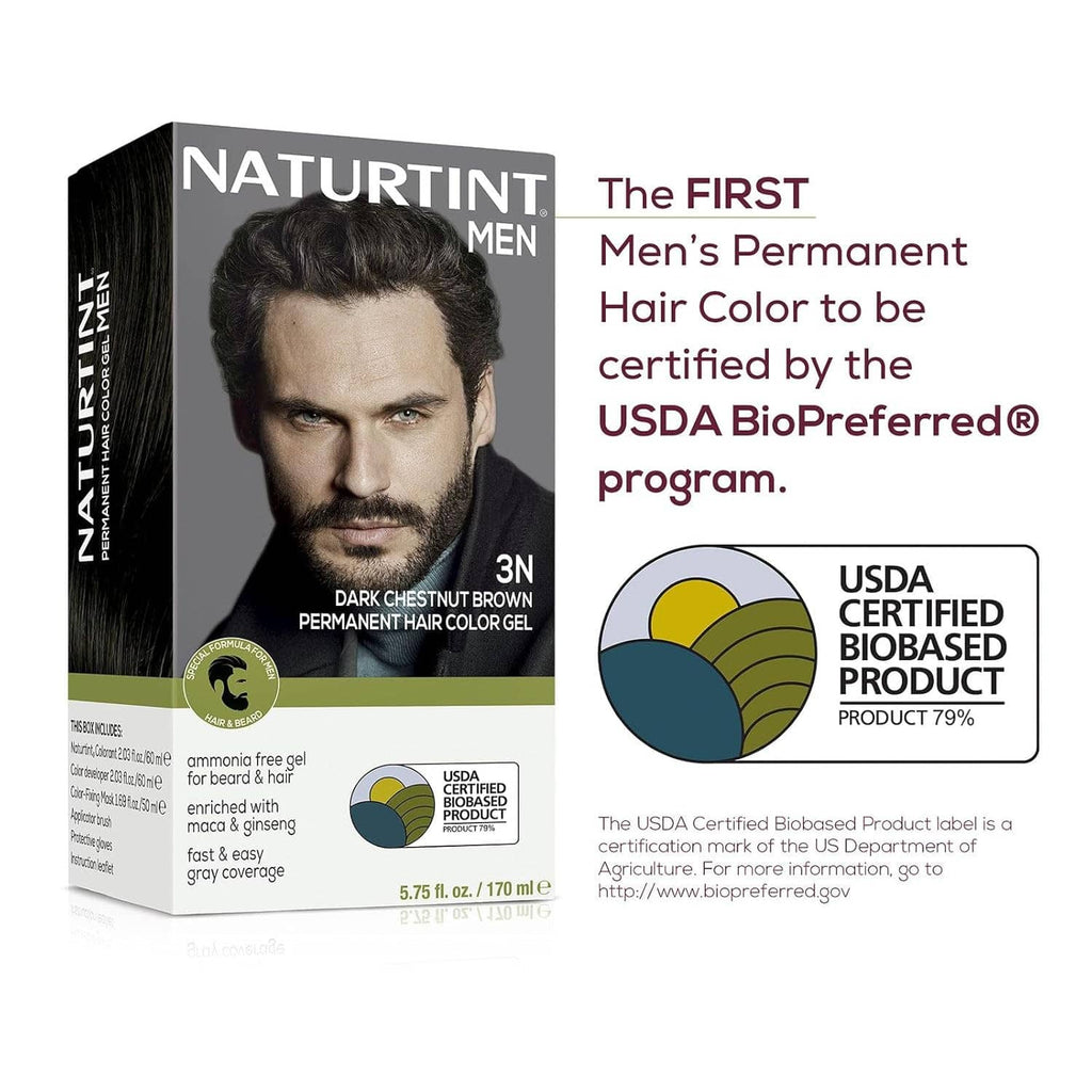 Men permanent hair color gel box with USDA BioPreferred certified badge
