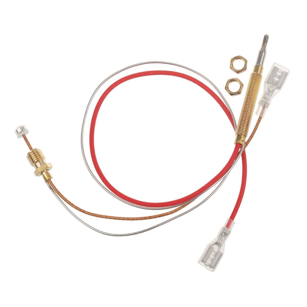 Thermocouple wire assembly with brass probes, red/white wires, and mounting nuts