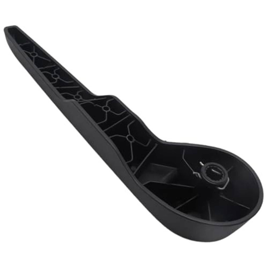 Black recliner lever handle underside with molded ridges and central screw hole
